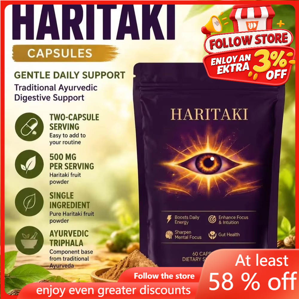 Herbal Tea - แคปซูลฮาริตากิสำหรับเพิ่มพลังงานประจำวัน ช่วยเสริมสมาธิและสุขภาพลำไส้สำหรับผู้ชายและผู้หญิง ด้วยผงผลฮาริตากิ 60 แคปซูล