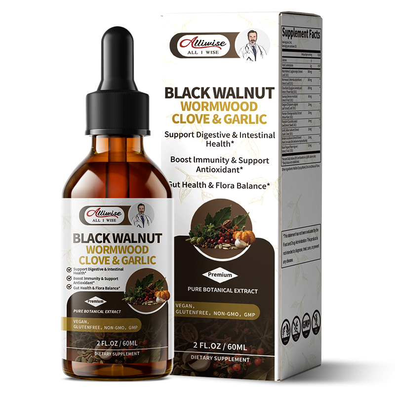 Herbal Supplement - อัลลิไวส์ แบล็ควอลนัท ไลแลค ดรอป ผสมวอร์มวูดและดอกกานพลู ผลิตภัณฑ์เสริมอาหารสมุนไพรสำหรับดีท็อกซ์ลำไส้