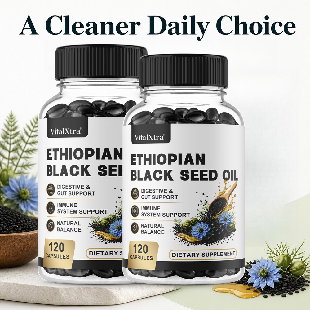 Herbal Supplement - น้ำมันเมล็ดดำเอธิโอเปียแบบซอฟต์เจล 120 เม็ด ธรรมชาติ ปราศจากกลูเตน ไม่ผสมสารตัดแต่งพันธุกรรม
