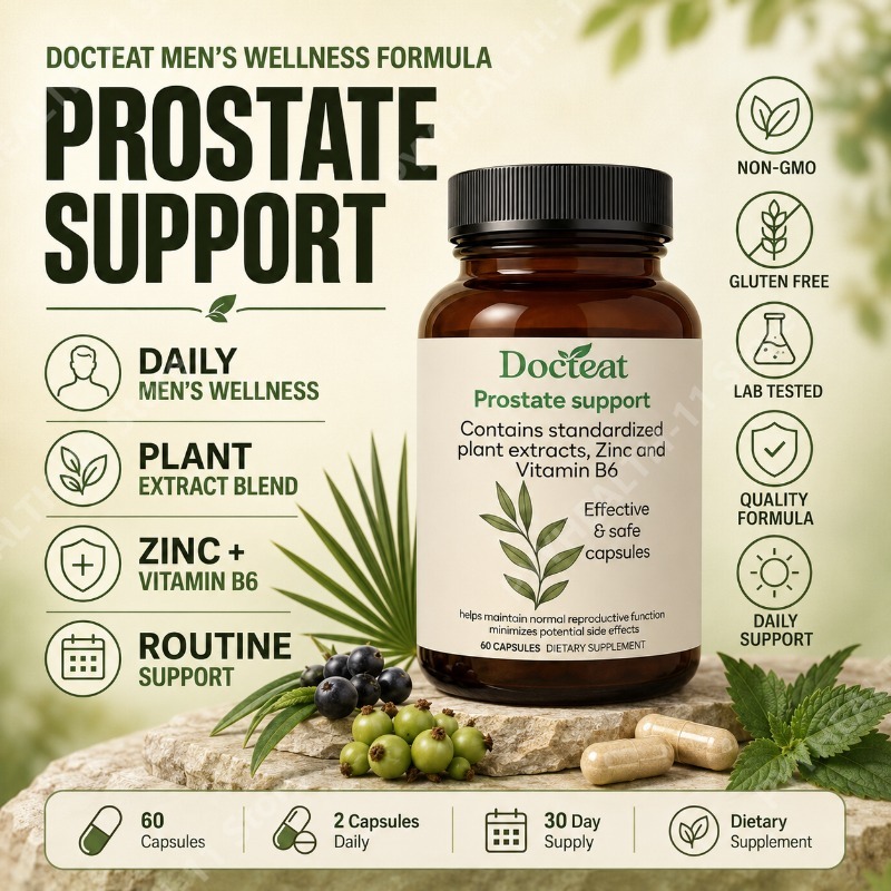 Herbal Supplement - แคปซูลซอว์พาล์มเมตโต ผสมรากตำแย ซิงค์ วิตามินบี6 สมุนไพรเสริมอาหารเพื่อสุขภาพทั่วไปของผู้ชาย 60