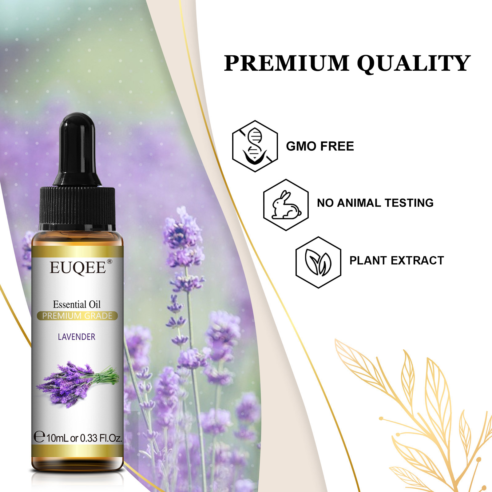 EUQEE 10 มลน้ำมันหอมระเหยธรรมช - Lavender Oil บทวิจารณ์และราคา