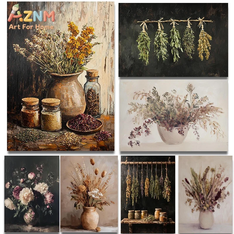 ภาพพิมพ์บนผ้าใบลายดอกไม้แห้งแล - Dried Herbs บทวิจารณ์และราคา
